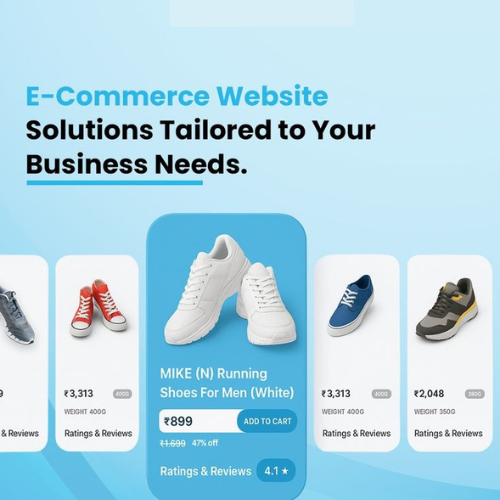 E-commerce website design with online store products and mobile shopping layout
