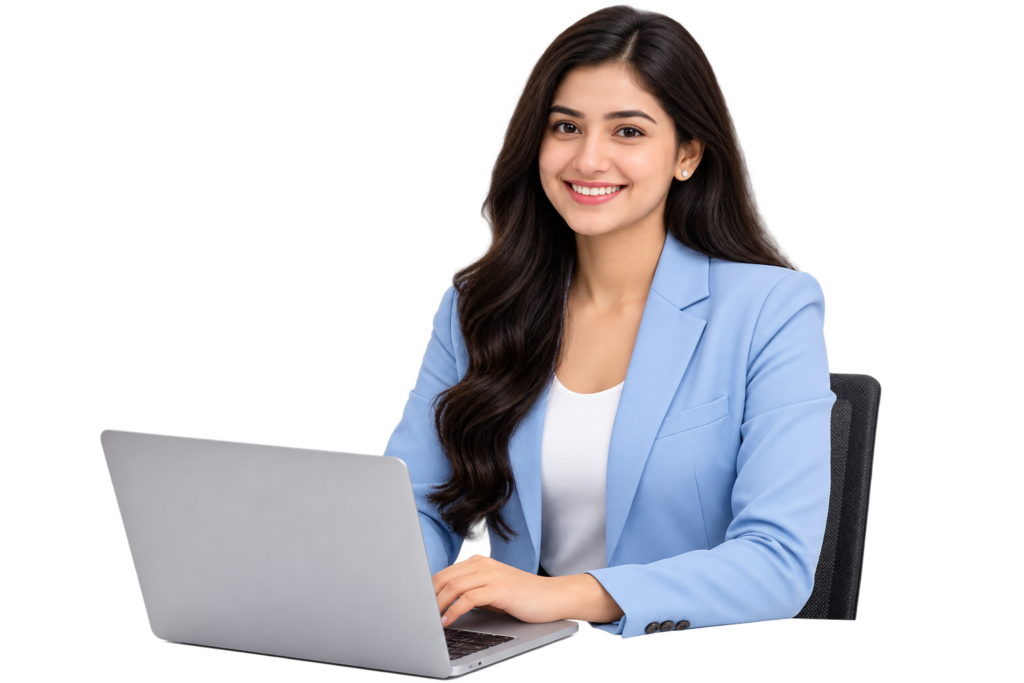 Digital marketing professional working on a laptop