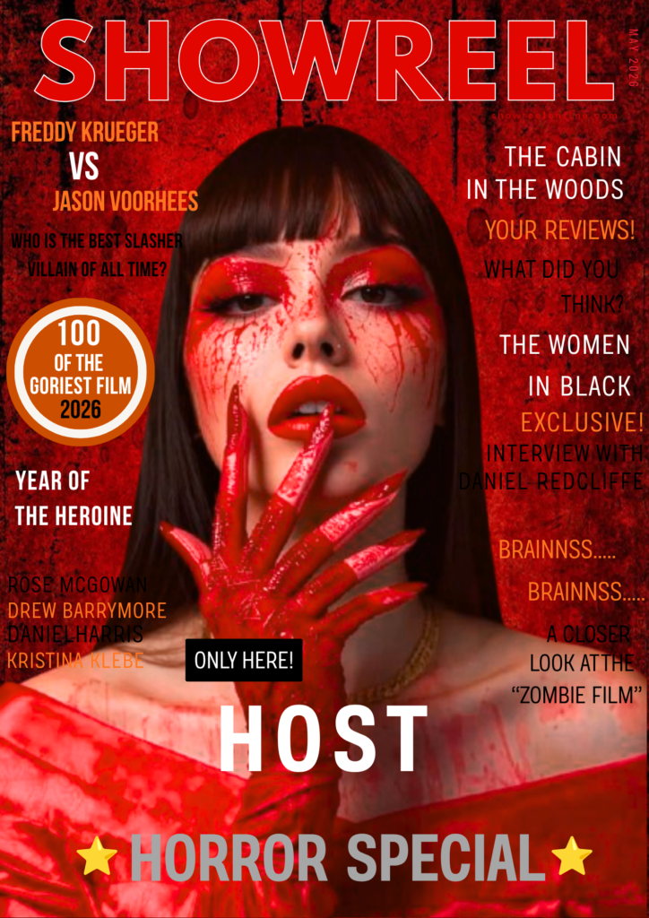 Creative horror poster design with red background and female face